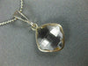 ESTATE AAA CRYSTAL 14KT WHITE GOLD 3D CLASSIC BEZEL CUSHION PENDANT