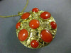 ANTIQUE LARGE AAA CORAL 18KT YELLOW GOLD DOUBLE SIDED FILIGREE PENDANT #16494