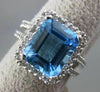 ESTATE 6.40CTW DIAMOND & AAA BLUE TOPAZ 14KT WHITE GOLD 3D HALO DOUBLE RING
