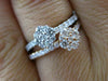 ESTATE .84CT DIAMOND 18KT WHITE & ROSE GOLD 3D DOUBLE FLOWER CLUSTER FUN RING