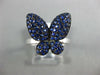 ESTATE .94CT AAA SAPPHIRE 18KT WHITE GOLD 3D BUTTERFLY LOVE RING