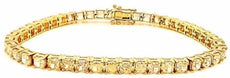 12.47CT FANCY YELLOW DIAMOND 18K YELLOW GOLD 3D CUSHION ETERNITY TENNIS BRACELET