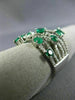 ESTATE 1.66CT DIAMOND & AAA EMERALD 18KT WHITE GOLD MULTI ROW CRISS CROSS RING
