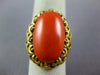 ANTIQUE LARGE AAA CORAL 18K YELLOW GOLD 3D CLASSIC OVAL LOVE KNOT FUN RING 26884