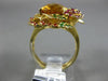 ESTATE EXTRA LARGE 7.62CT AAA MULTI GEM 18K YELLOW GOLD 3D FLOWER BUTTERFLY RING