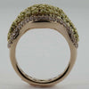 1.37CT WHITE & FANCY YELLOW DIAMOND 18KT 2 TONE GOLD MULTI ROW DOUBLE V FUN RING
