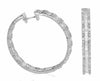 6.6CT DIAMOND 18KT WHITE GOLD ROUND & BAGUETTE INSIDE OUT HOOP HANGING EARRINGS