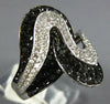 LARGE 4.01CT WHITE & BLACK DIAMOND 14KT WHITE GOLD MULTI WAVE LOVE KNOT FUN RING