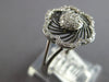 ESTATE WIDE .30CT DIAMOND 14KT WHITE GOLD 3D CLASSIC FLOWER FUN LOVE RING