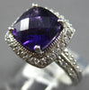 ESTATE 2.37CT DIAMOND & AAA AMETHYST 14K WHITE GOLD 3D CUSHION & ROUND HALO RING