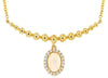 .38CT DIAMOND & AAA OPAL 14K YELLOW GOLD OVAL & ROUND FLOWER BEADED FUN NECKLACE