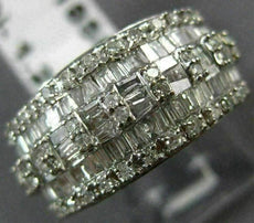 ANTIQUE WIDE 1.20CT BAGUETTE & ROUND DIAMOND 14KT WHITE GOLD WEDDING RING #21988