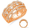 WIDE 1.08CT DIAMOND 14KT ROSE GOLD 3D MULTI ROW OPEN FILIGREE ANNIVERSARY RING
