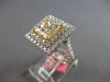 GIA EXTRA LARGE 2.72CT WHITE & FANCY YELLOW DIAMOND 18KT 2 TONE GOLD SQUARE RING