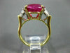 ANTIQUE LARGE 9.97CT DIAMOND & BURMESE RUBY 18KT GOLD & PLATINUM ENGAGEMENT RING