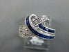 1.49CT DIAMOND & AAA SAPPHIRE 14KT WHITE GOLD 3D ROUND & BAGUETTE LOVE KNOT RING