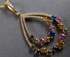 LARGE 2.14CT DIAMOND & AAA MULTI COLOR SAPPHIRE 18KT ROSE GOLD TEAR DROP PENDANT