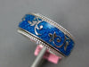 BLUE ENAMEL 18KT WHITE GOLD 3D MULTI LEAF ETERNITY COMFORT FIT ANNIVERSARY RING