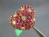 ESTATE LARGE 8.0CT DIAMOND & AAA PINK SAPPHIRE 18KT YELLOW GOLD PUFF HEART RING