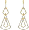 ESTATE .45CT DIAMOND 14KT YELLOW GOLD 3D TRIANGULAR TEAR DROP HANGING EARRINGS