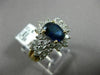 ESTATE WIDE 2.93CT DIAMOND & SAPPHIRE 18KT TWO TONE GOLD 3D HALO ENGAGEMENT RING
