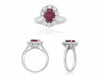 LARGE GIA CERTIFIED 3.44CT DIAMOND & AAA RUBY PLATINUM OVAL HALO ENGAGEMENT RING