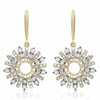 ESTATE .30CT DIAMOND 14KT YELLOW GOLD 3D SUNBURST FLOWER FUN HANGING EARRINGS