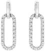 ESTATE .20CT DIAMOND 14KT WHITE GOLD 3D CLASSIC OPEN OVAL FUN HANGING EARRINGS