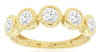 ESTATE 1CT DIAMOND 14KT YELLOW GOLD CLASSIC ROUND 5 STONE BEZEL ANNIVERSARY RING