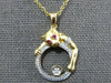 .15CT DIAMOND & AAA RUBY 14K YELLOW GOLD CIRCULAR HAPPY PANTHER FLOATING PENDANT