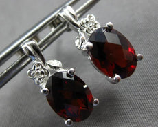 3.05CT DIAMOND & AAA GARNET 14KT WHITE GOLD 3D OVAL & ROUND FUN HANGING EARRINGS