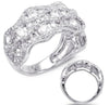 WIDE 2.26CT DIAMOND 14KT WHITE GOLD MULTI ROW WAVE BAMBOO FUN ANNIVERSARY RING