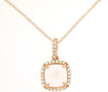 ESTATE 1.42CT DIAMOND & AAA MORGANITE 14K ROSE GOLD SQUARE HALO FLOATING PENDANT