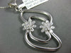 ESTATE LARGE .45CT DIAMOND 18KT WHITE GOLD 3D DOUBLE FLOWER FUN PENDANT