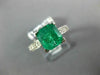 ESTATE 2.35CT DIAMOND & AAA EMERALD 18KT WHITE GOLD 3D OCTAGON ENGAGEMENT RING