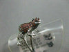 ESTATE WIDE .84CTW EMERALD GARNET & DIAMOND 18KT WHITE GOLD FUN FROG RING