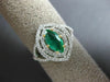 ESTATE .99CT DIAMOND & AAA EMERALD 18K TWO TONE GOLD DOUBLE HALO ENGAGEMENT RING