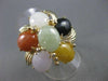 ESTATE WIDE 10.0CT JADE AMBER ONYX & CARNELIAN 14KT YELLOW GOLD FLOWER RING 2775