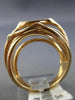 ESTATE LARGE .50CT DIAMOND 14K ROSE GOLD 3D MULTI ROW CRISS CROSS PAVE LOVE RING