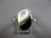 LARGE .18CT DIAMOND & AAA MOTHER OF PEARL & ONYX 18KT WHITE GOLD LOVE RING 28166