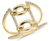 ESTATE LARGE .20CT DIAMOND 14KT YELLOW GOLD 3D OVAL DOUBLE LOVE KNOT FUN RING