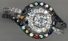 1.17CT WHITE & BLACK DIAMOND 14KT WHITE GOLD ROUND DOUBLE HALO ENGAGEMENT RING
