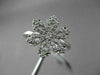 ANTIQUE .39CT DIAMOND 18KT WHITE GOLD 3D FILIGREE PAVE SNOWFLAKE FLOWER RING