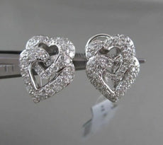 ANTIQUE 18KT DOUBLE HEART HANGING .83CT DIAMONDS GOLD EARRINGS AMAZING!!!!!!!!!!