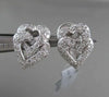 ANTIQUE 18KT DOUBLE HEART HANGING .83CT DIAMONDS GOLD EARRINGS AMAZING!!!!!!!!!!