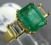 ESTATE LARGE 2.34CT DIAMOND & AAA EMERALD 18K YELLOW GOLD SQUARE ENGAGEMENT RING