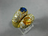 ESTATE LARGE 5.05CT DIAMOND AAA BLUE & YELLOW SAPPHIRE 18KT YELLOW GOLD 3D RING