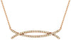 ESTATE .28CT DIAMOND 14KT ROSE GOLD 3D ROUND CRISS CROSS X CLASSIC BAR NECKLACE