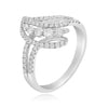 ESTATE .65CT DIAMOND 18KT WHITE GOLD 3D CRISS CROSS HEART SHAPE LOVE RING