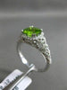 WIDE 1.70CT DIAMOND & AAA PERIDOT 14KT WHITE GOLD OPEN FILIGREE ENGAGEMENT RING